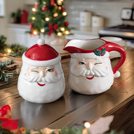 Winking Santa Cream and Sugar, Set of 2