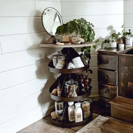 34 Inch Round Rotating 4 Tier Stand